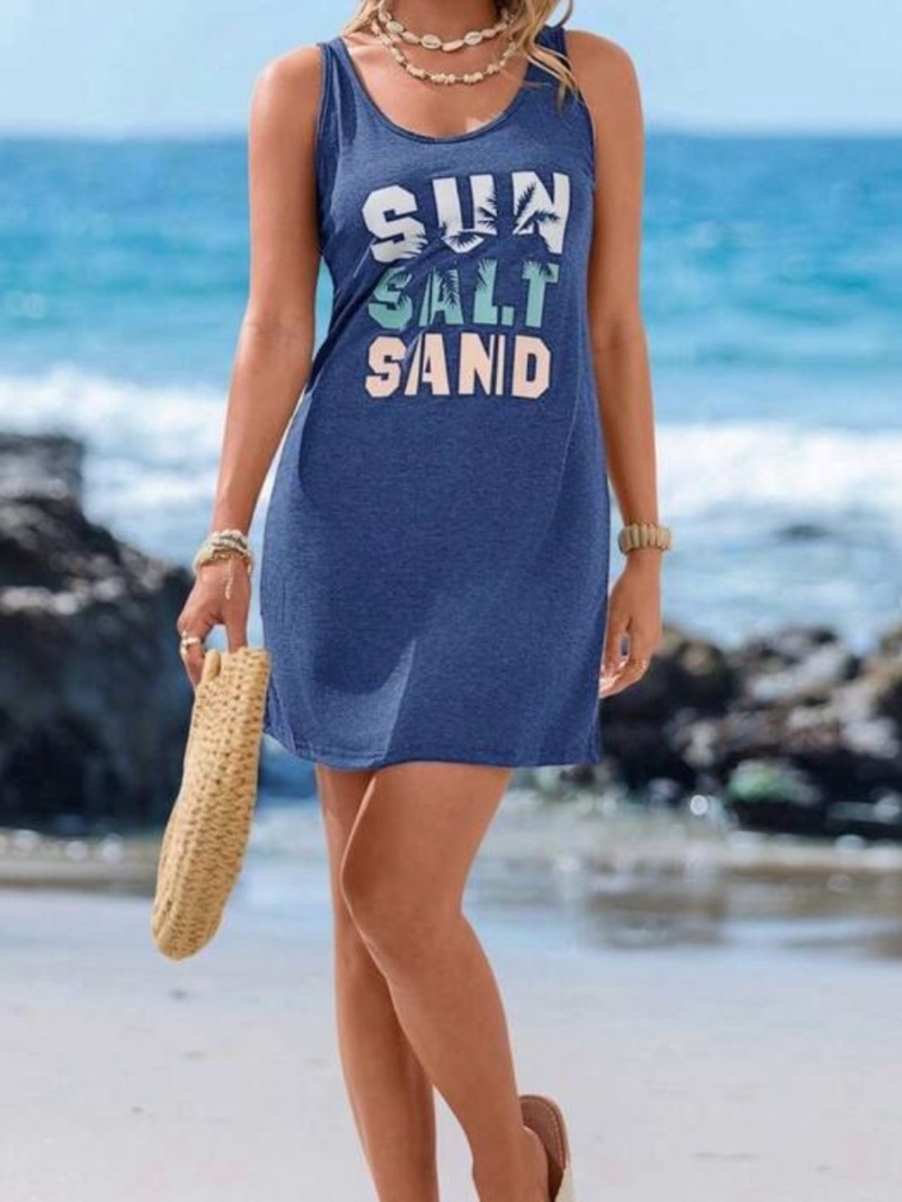 NWT  'Sun Salt Sand' Graphic Tank Dress OR cover  UP